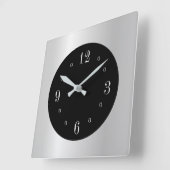 Plain Silver met Black Face Wall Clock Vierkante Klok (Hoek)