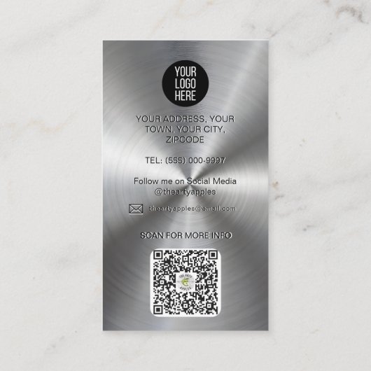 Plain Silver Professional Radial Metallic Look Visitekaartje (Achterkant)