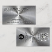 Plain Silver Professional Radial Metallic Look Visitekaartje (Voorkant / Achterkant)