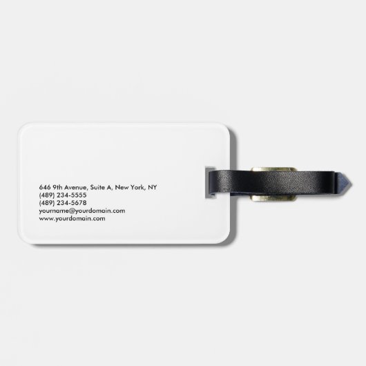 Plain Simple Black White-minimalistische naam Bagagelabel (Achterkant horizontaal)