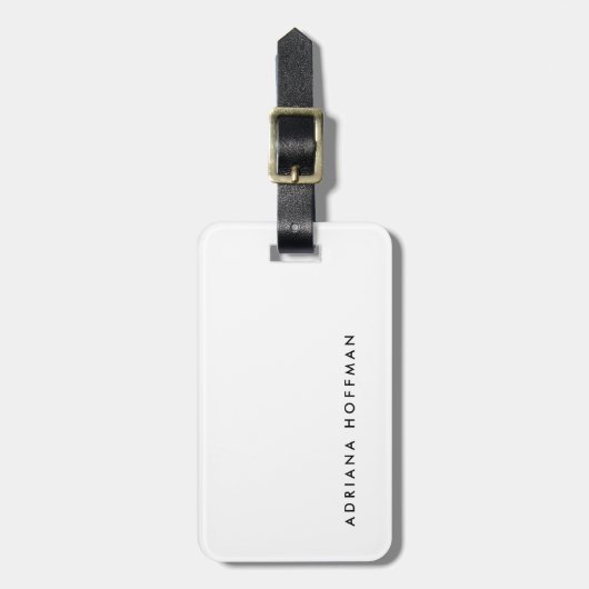 Plain Simple Black White-minimalistische naam Bagagelabel (Voorkant verticaal)