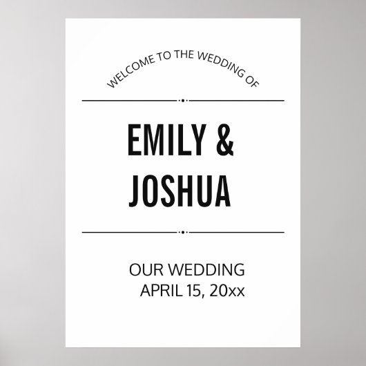 Plain Simple Black White Wedding Poster Sjabloon (Voorkant)