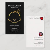 Plain Simple Cute Faux Gold Baby Face Babysitter Visitekaartje (Voorkant / Achterkant)