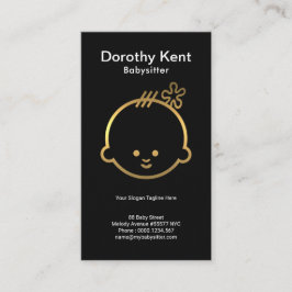 Plain Simple Cute Faux Gold Baby Face Babysitter Visitekaartje