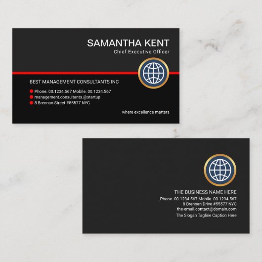 Plain Simple Grey Black Layers Business CEO Visitekaartje (Voorkant / Achterkant)