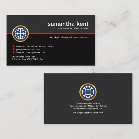 Plain Simple Grey Black Layers Business CEO Visitekaartje (Voorkant / Achterkant)