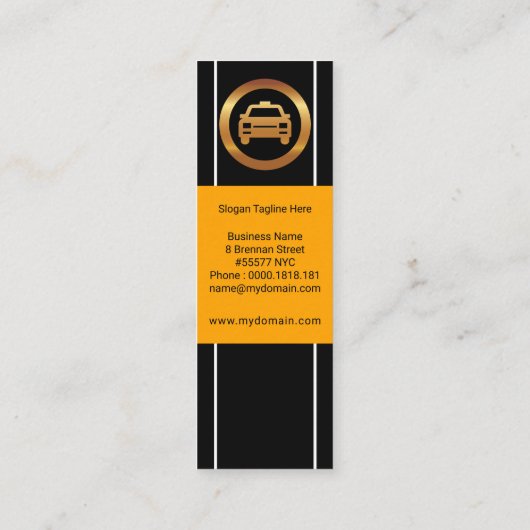 Plain Simple Yellow Placard Taxi Driver Mini Visitekaartje (Achterkant)