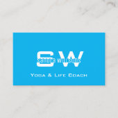 Plain Sky Blue White met monogram en foto Visitekaartje (Voorkant)