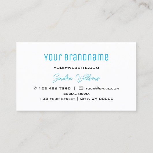 Plain Sky Blue White Modern met Monogram Simple Visitekaartje (Achterkant)