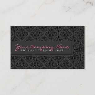 Plain Slick BlackMonochromatic Damask Visitekaartje