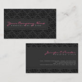 Plain Slick BlackMonochromatic Damask Visitekaartje (Voorkant / Achterkant)