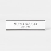 Plain Slim Professional Zwart-wit Bureau Naambordje (Voorkant)