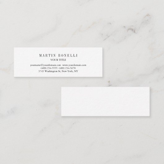 Plain Slim Professional Zwart-wit Mini Visitekaartje (Voorkant / Achterkant)