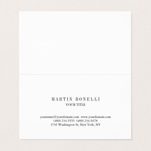 Plain Slim Professional Zwart-wit Visitekaartje (Buitenkant ongevouwen)