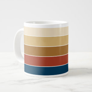 Plain Solid Colour Striped Warm Autumn Colour Grote Koffiekop