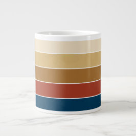 Plain Solid Colour Striped Warm Autumn Colour Grote Koffiekop