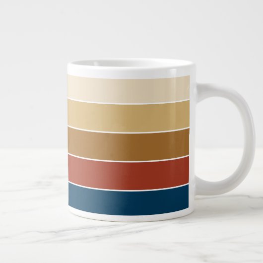 Plain Solid Colour Striped Warm Autumn Colour Grote Koffiekop (Rechts)