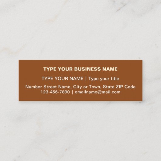 Plain Tekstontwerp aan de voorzijde van bruin Mini Visitekaartje (Voorkant)