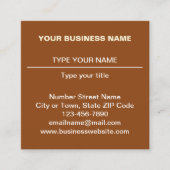 Plain Tekstontwerp aan de voorzijde van bruin Vierkante Visitekaartje (Voorkant)