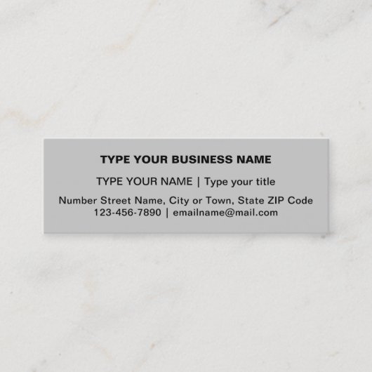 Plain Tekstontwerp aan de voorzijde van grijs Mini Visitekaartje (Voorkant)