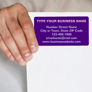 Plain Text Business Brand op Paarse Verzending Etiket