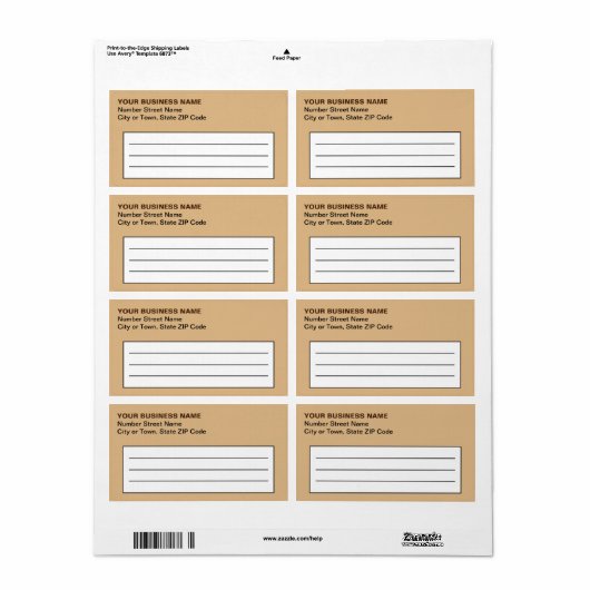 Plain Text Lichtbruin Zakelijk Verzendlabel (Full Sheet)