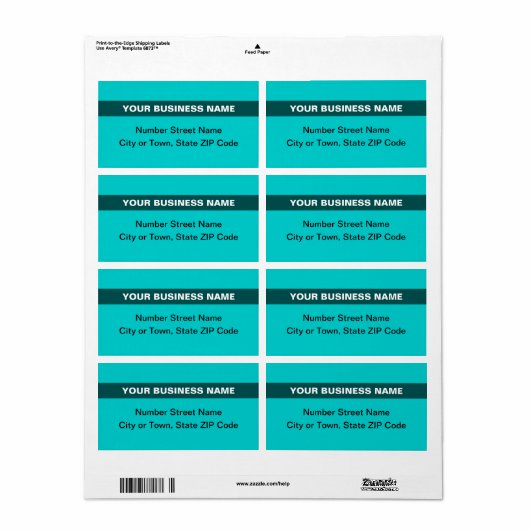 Plain Text met Highlight Blauwgroen Groene Verzend Etiket (Full Sheet)