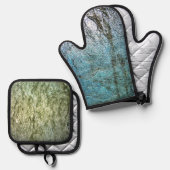 Plain textuur ovenhandschoen en pot houder, Gemeen Ovenwant & Pannenlap Set (Voorkant / Achterkant)