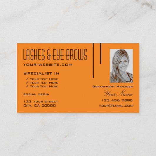 Plain Tiger Sinaasappel Eenvoudig met Photo Profes Visitekaartje (Achterkant)