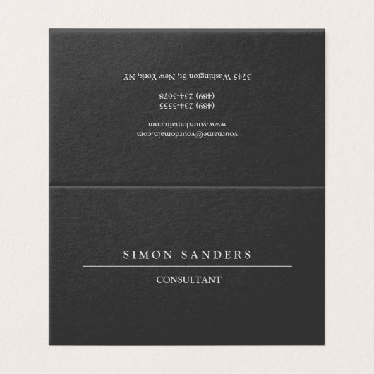 Plain Unique Minimalist Special Black Visitekaartje (Buitenkant ongevouwen)