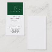 Plain Up Forest Green White Monogram Visitekaartje (Voorkant / Achterkant)