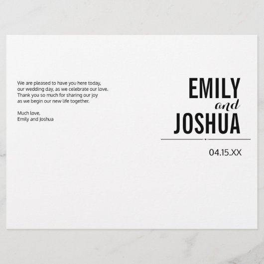 Plain Wedding Ceremony Program Custom Sjabloon (Voorkant)