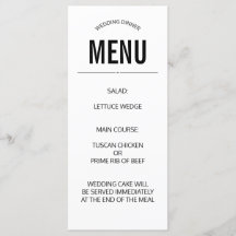 Plain Wedding Menu Custom sjabloon Eenvoudig Zwart