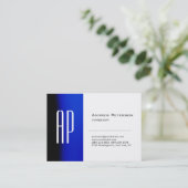 Plain White Blue Trendy Monogram Visitekaartje (Staand voorkant)