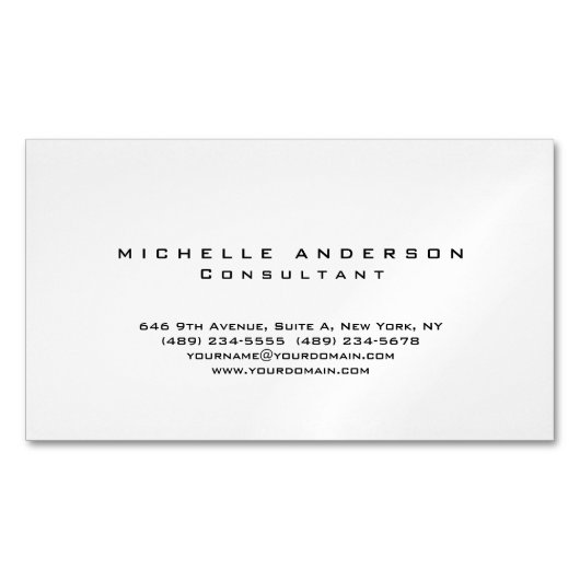 Plain White Eenvoudige Professionele Minimalist Magnetisch Visitekaartje (Voorkant)
