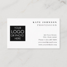 Plain White Generic Custom Logo Photo Template Visitekaartje