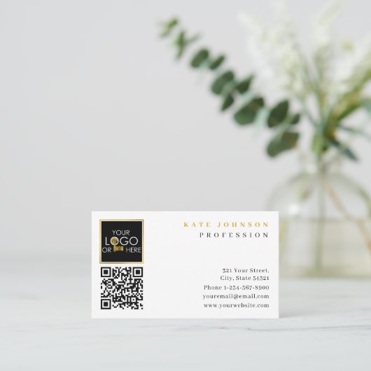 Plain White Gold Generic Logo Business Sjabloon Visitekaartje (Staand voorkant)