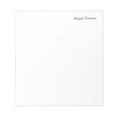 Plain White Minimalist Naam toevoegen Notitieblok (Voorkant)