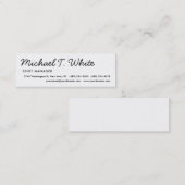 Plain White Modern Script Minimalist Slim Mini Visitekaartje (Voorkant / Achterkant)