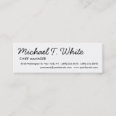 Plain White Modern Script Minimalist Slim Mini Visitekaartje (Voorkant)