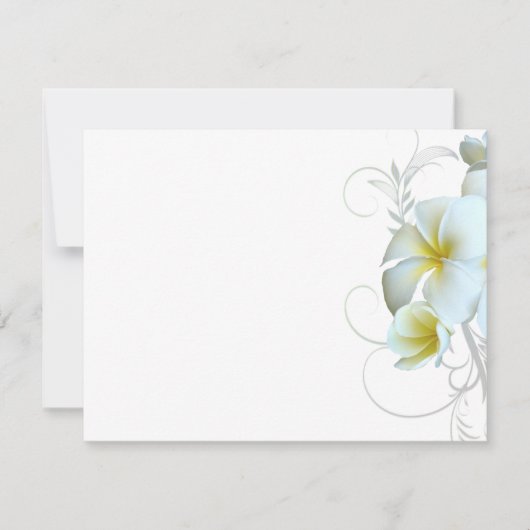 Plain White Plumeria Flourish Invitation Paper Kaart (Voorkant)