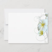 Plain White Plumeria Flourish Invitation Paper Kaart (Achterkant)
