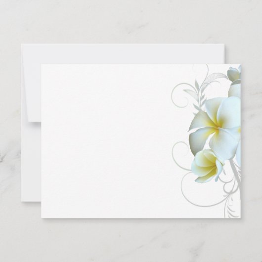 Plain White Plumeria Flourish Invitation Paper Kaart (Achterkant)