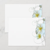 Plain White Plumeria Flourish Invitation Paper Kaart (Voorkant / Achterkant)