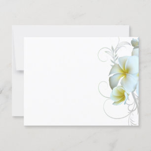 Plain White Plumeria Flourish Invitation Paper Kaart