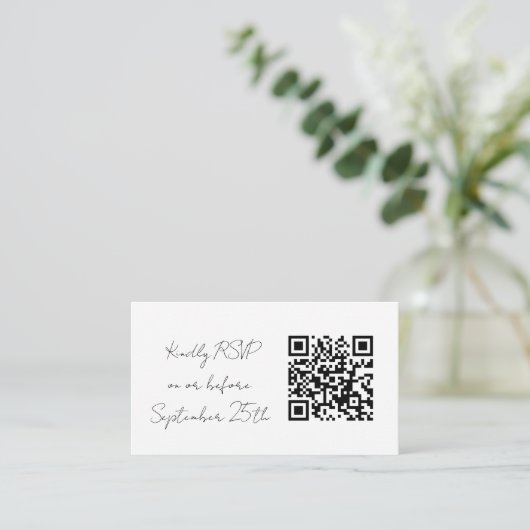 Plain White QR Code Weduwen Reply Enclosure Kaarte Informatiekaartje (Staand voorkant)