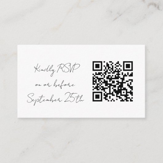Plain White QR Code Weduwen Reply Enclosure Kaarte Informatiekaartje (Voorkant)