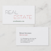 Plain White Real Estate Agent Trendy Visitekaartje (Voorkant / Achterkant)