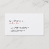 Plain White Real Estate Agent Trendy Visitekaartje (Achterkant)