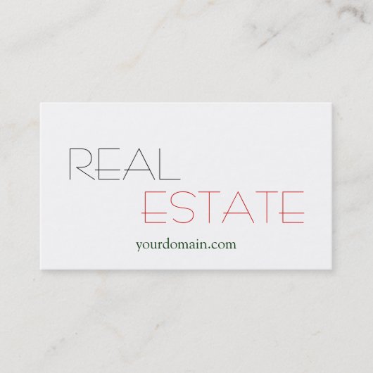 Plain White Real Estate Agent Trendy Visitekaartje (Voorkant)